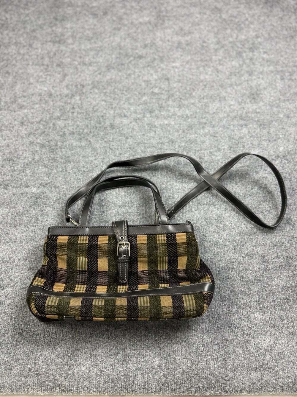 Vtg 90s EGO Indie Chenille Plaid Tapestry Shoulder Bag Purse Grandmacore